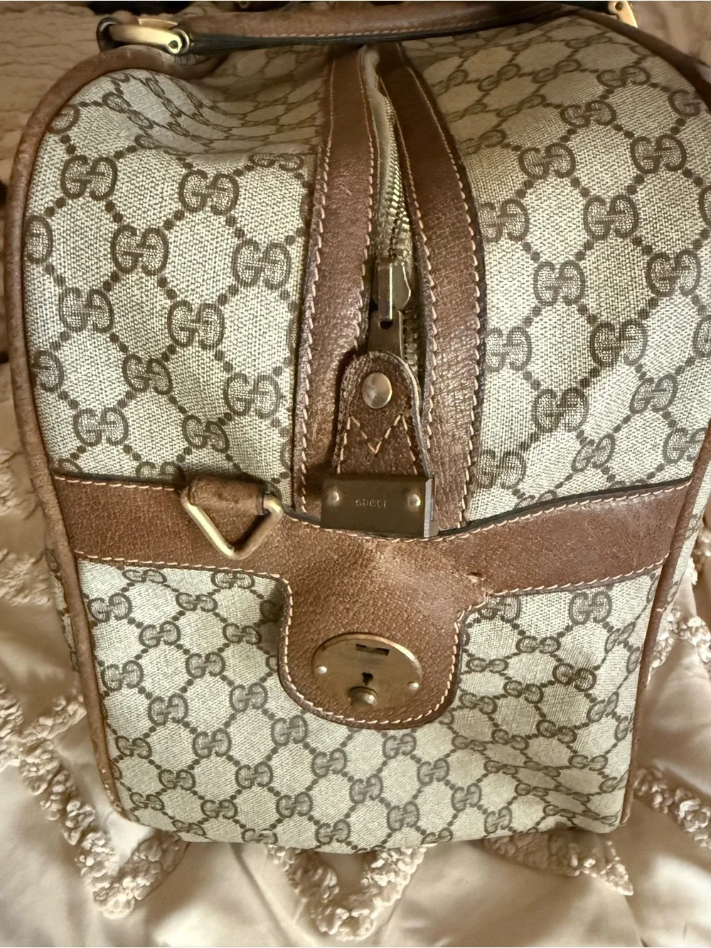 Gucci Beige and Brown GG Monogram Top-Handle Tote restoration project